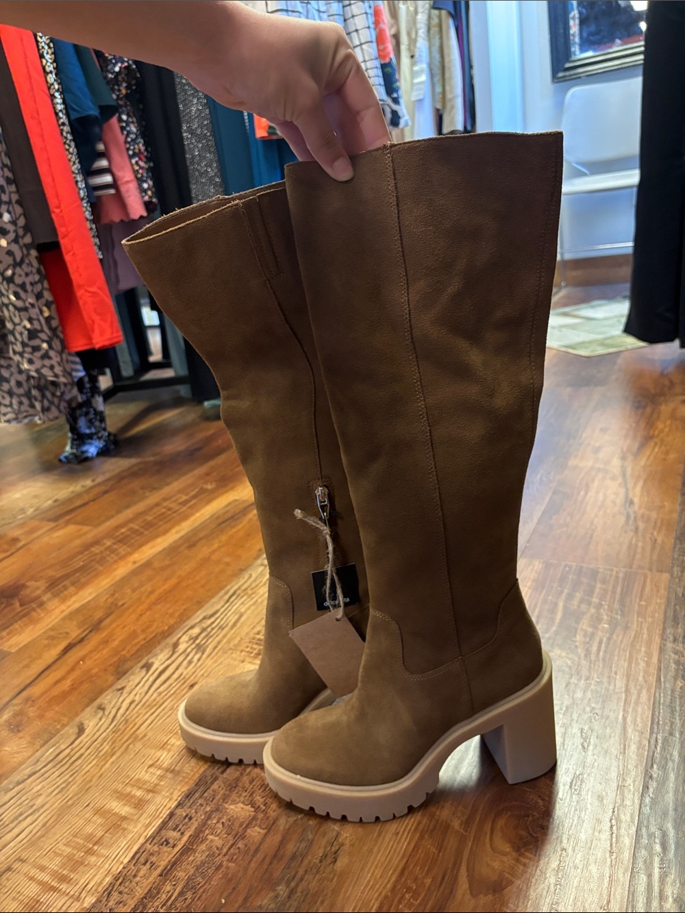 Dolce Vita Knee high Boot in Cognac Suede